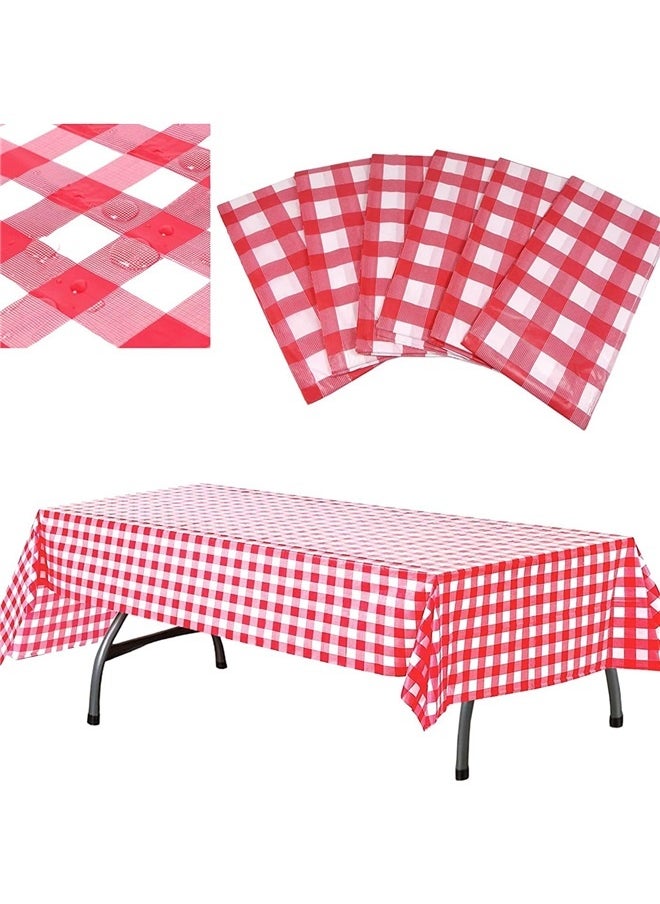 yongsheng Vinyl Table Cloth Red/White 137*274cm，Plastic Checkered Tablecloth Picnic Disposable Table Cover | Rectangular Gingham for Birthdays, Carnivals, Parties  - Image 1