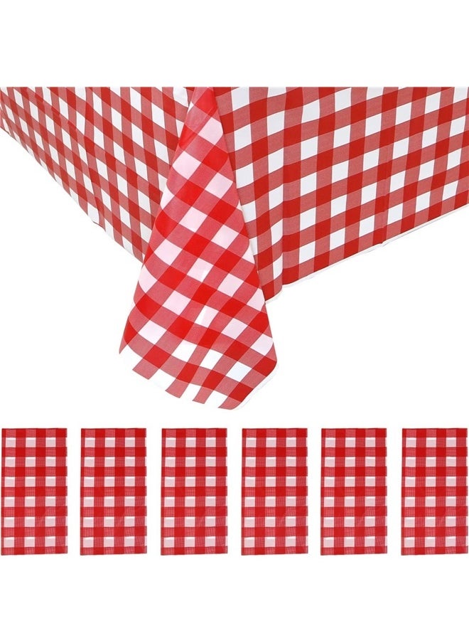 yongsheng Vinyl Table Cloth Red/White 137*274cm，Plastic Checkered Tablecloth Picnic Disposable Table Cover | Rectangular Gingham for Birthdays, Carnivals, Parties  - Image 3