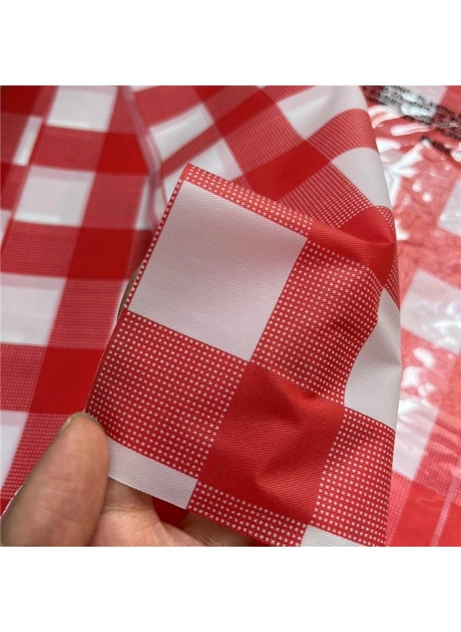 yongsheng Vinyl Table Cloth Red/White 137*274cm，Plastic Checkered Tablecloth Picnic Disposable Table Cover | Rectangular Gingham for Birthdays, Carnivals, Parties  - Image 4