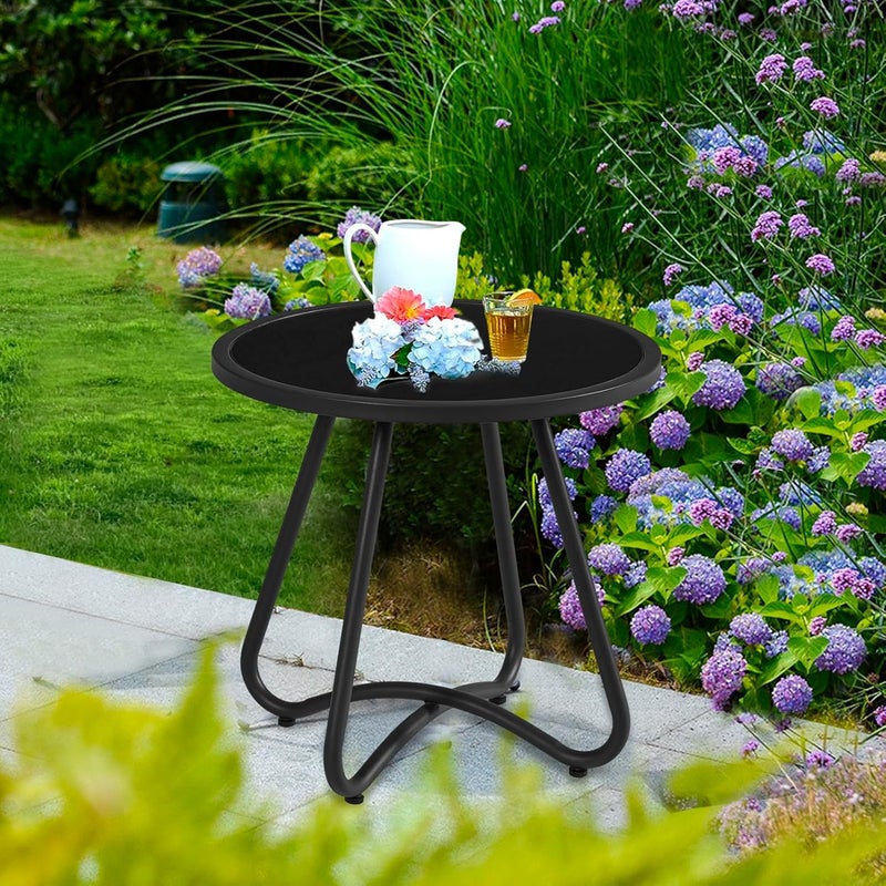 YIYAN طاولة جانبية مستديرة من ييانان ( Round Side Table)، طاولة نهائية (End Table)، طاولة قهوة سوداء (Black Coffee Table)، طاولات نهائية مستديرة من الفولاذ (Steel Round End Tables) للاستخدام في الأروقة الخارجية أو الشرفات أ�� البلكونات. - Image 4
