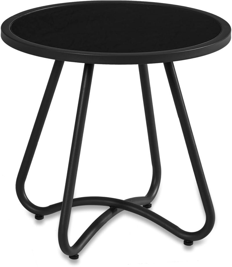 YIYAN طاولة جانبية مستديرة من ييانان ( Round Side Table)، طاولة نهائية (End Table)، طاولة قهوة سوداء (Black Coffee Table)، طاولات نهائية مستديرة من الفولاذ (Steel Round End Tables) للاستخدام في الأروقة الخارجية أو الشرفات أ�� البلكونات. - Image 1