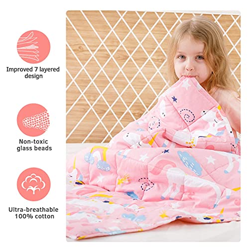 Mr. Sandman 5 lbs Weighted Blanket for Twin Size Bed, Perfect for 40-60lb, Breathable Cotton Heavy Blanket with Premium Glass Beads - 36" x 48" Rainbow Unicorn - Image 3
