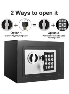 Hihonor Security Safe, Digital Keypad Safe, Steel Alloy Safe, Store Documents, Cash, Jewelry, Suitable for Home/Office/Hotel (Black)  - Image 1