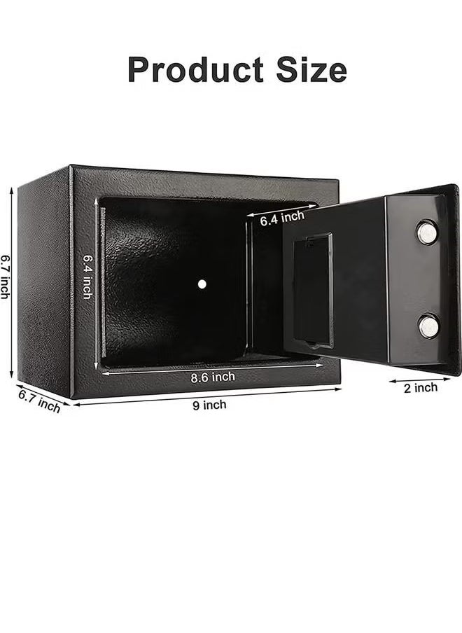 Hihonor - Security Safe, Digital Keypad Safe, Steel Alloy Safe, Store Documents, Cash, Jewelry, Suitable for Home/Office/Hotel (Black) - Image 1