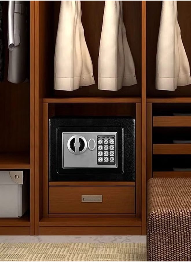 Hihonor - Security Safe, Digital Keypad Safe, Steel Alloy Safe, Store Documents, Cash, Jewelry, Suitable for Home/Office/Hotel (Black) - Image 1
