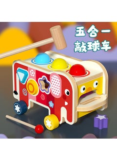 Wholesale multi-functional mole-beating baby knock wooden trailer police car mole-beating large brain-moving educational toysMWZ-five-in-one elephant piano car MWZ-five-in-one elephant piano car