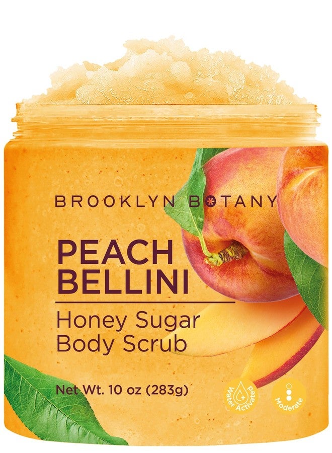 Brooklyn Botany Peach Bellini Honey Sugar Scrub for Body 10 oz - Deeply Hydrating and Gently Exfoliating Body Scrub for Women and Men - Moisturizing and Nourishing the Skin - Image 1