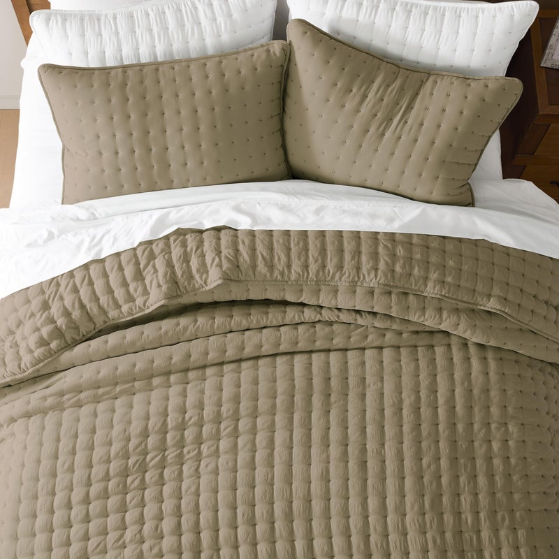 WDCOZY Twin Quit Size Bedding Sets with Pillow Sham, Lightweight Soft Bedspread Coverlet, Quilted Blanket Thin Comforter Bed Cover for All Season, 2 Pieces, 68x90 inches, Taupe - Image 3