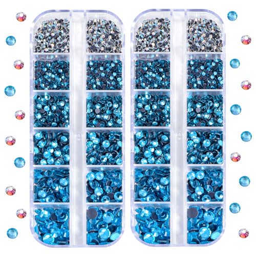 Blinginbox Hotfix Rhinestone 2 Box Total 5200 Pieces Mixed Size Round Crystals Glass Gems for Costume Jewelry Making (black) - Image 1