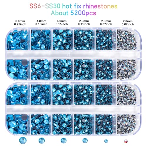 Blinginbox Hotfix Rhinestone 2 Box Total 5200 Pieces Mixed Size Round Crystals Glass Gems for Costume Jewelry Making (black) - Image 2