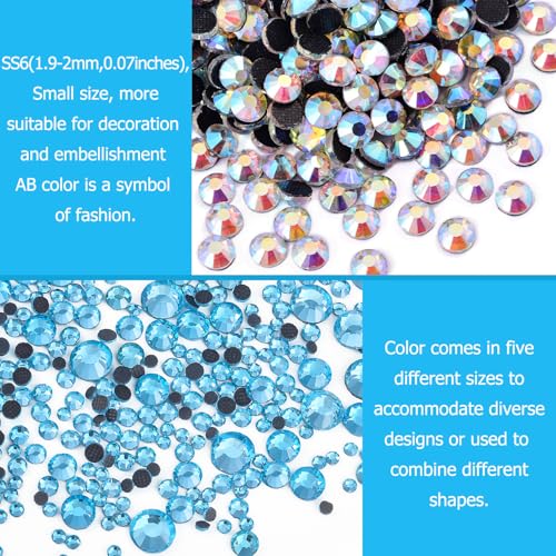 Blinginbox Hotfix Rhinestone 2 Box Total 5200 Pieces Mixed Size Round Crystals Glass Gems for Costume Jewelry Making (black) - Image 3