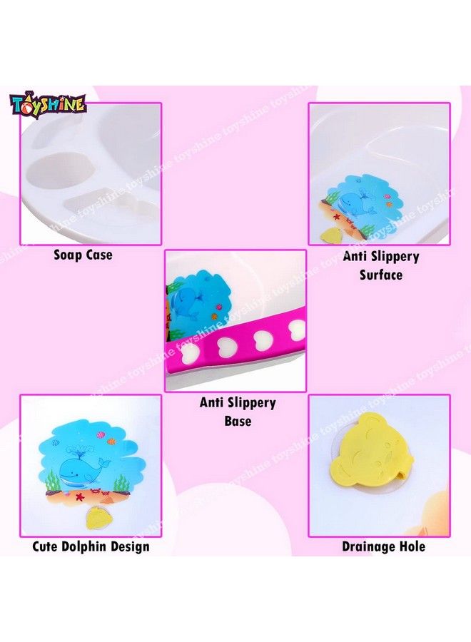 3 In 1 Non Slip Jumbo Baby Bath Tub Mini Seat Bather And Magic Mug Combo For Baby Infant 0 3 Years Old (Pink)