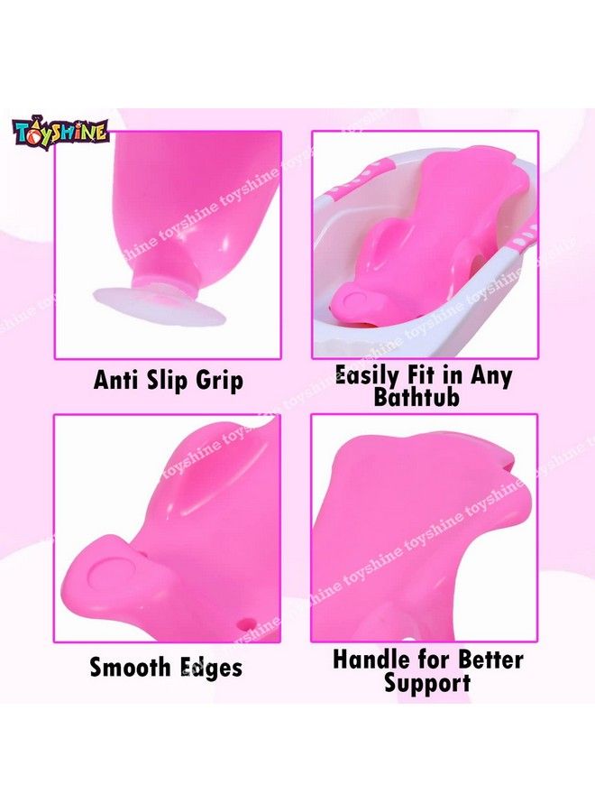 3 In 1 Non Slip Jumbo Baby Bath Tub Mini Seat Bather And Magic Mug Combo For Baby Infant 0 3 Years Old (Pink)