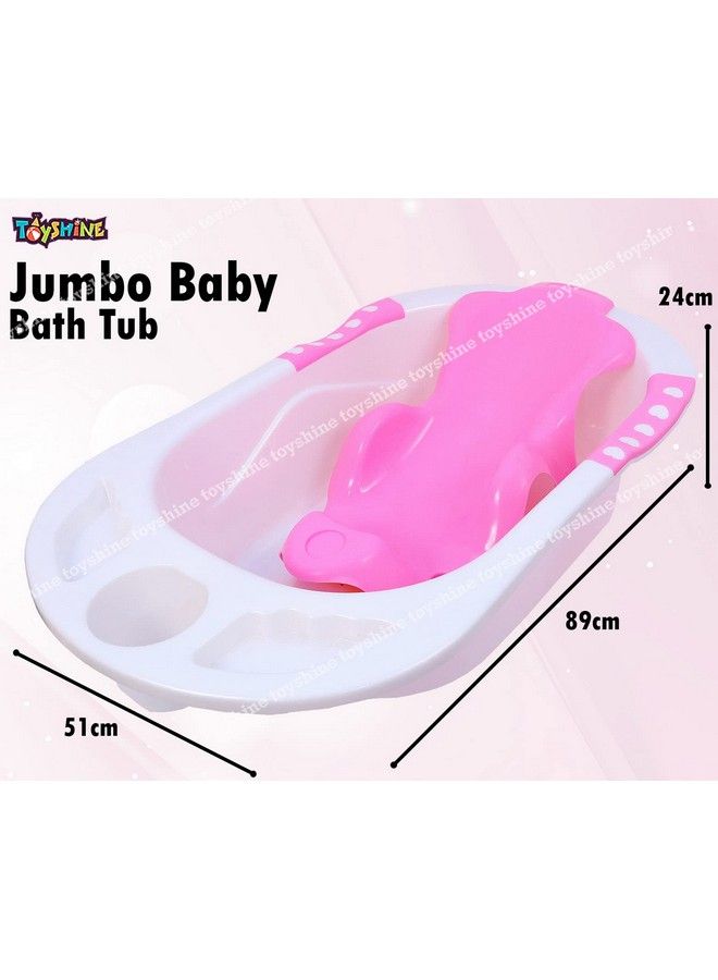 3 In 1 Non Slip Jumbo Baby Bath Tub Mini Seat Bather And Magic Mug Combo For Baby Infant 0 3 Years Old (Pink)