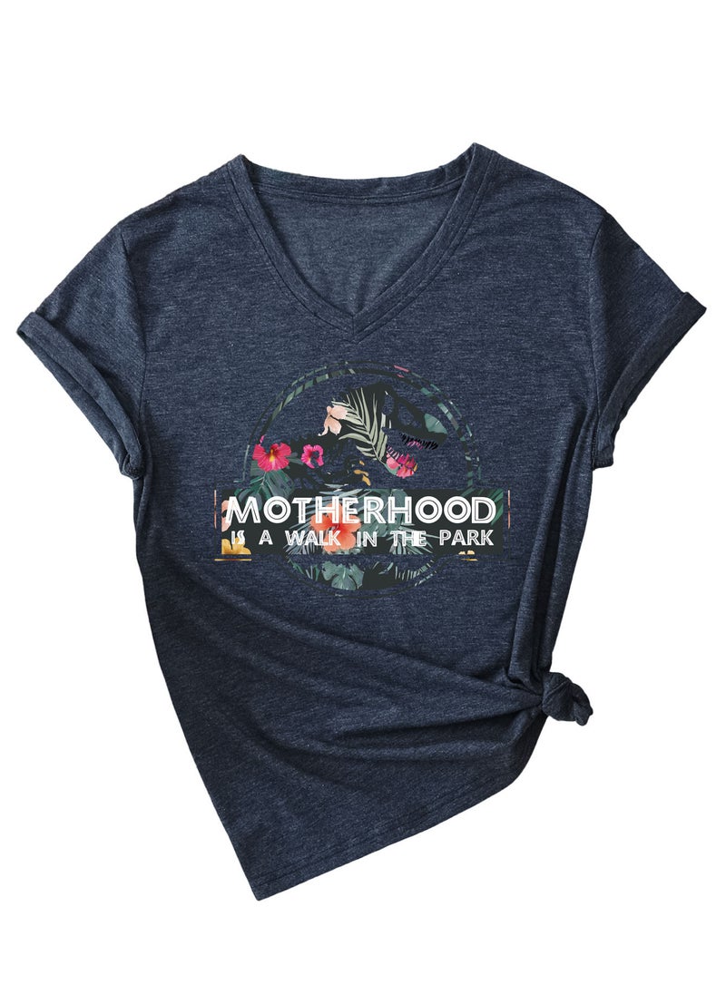 Generic - New MOTHERHOOD V-Neck Fashion Womens Tee 3812-dark blue (color picture) - Image 1