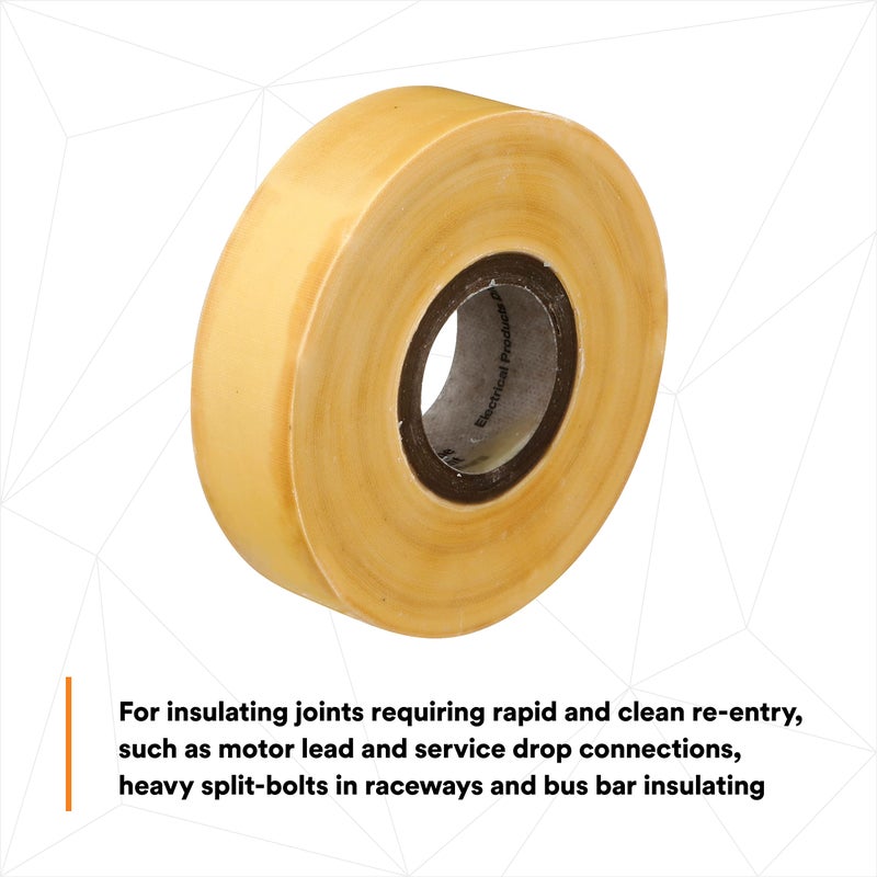 3M Scotch Varnished Cambric Tape 2520, Flexible, Electrically Insulating, Moisture Resistant, Smooth Finish, Yellow Color, 8 mil, 3/4 in x 60 ft, 1 Roll/Carton, 20 Rolls/Case - Image 4
