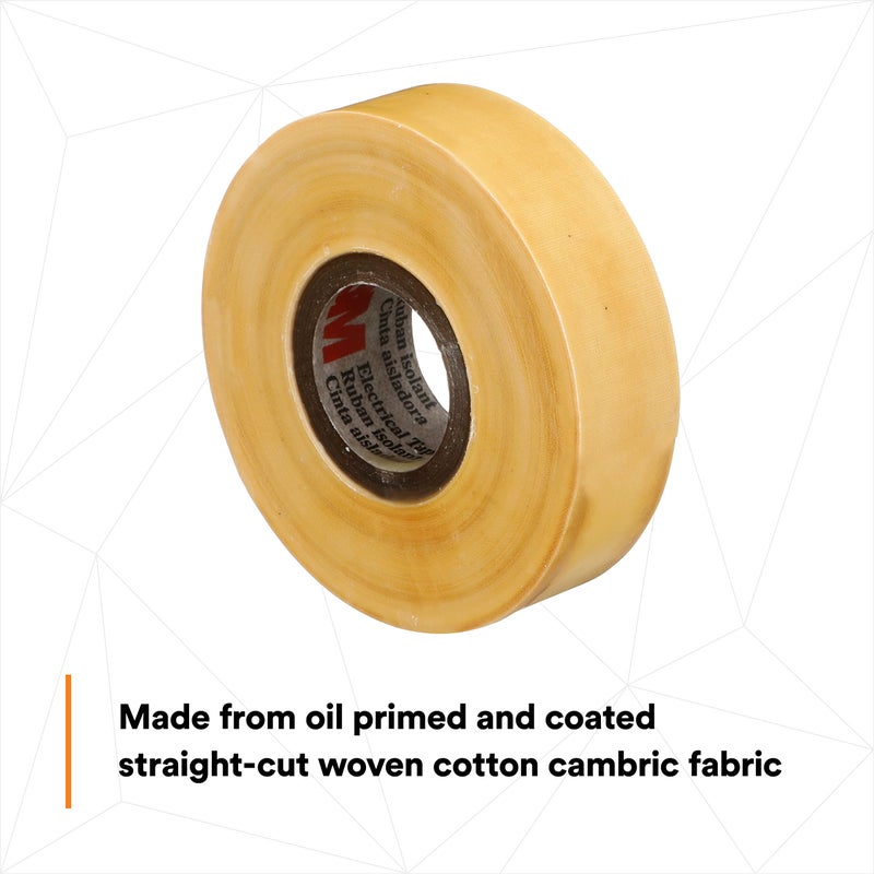 3M Scotch Varnished Cambric Tape 2520, Flexible, Electrically Insulating, Moisture Resistant, Smooth Finish, Yellow Color, 8 mil, 3/4 in x 60 ft, 1 Roll/Carton, 20 Rolls/Case - Image 5