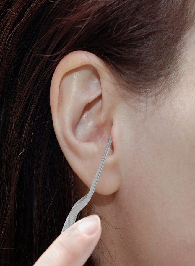 Healifty 3pcs Stainless Steel ENT Tweezers Kitchen Tweezer Bayonet Forceps Beauty Tweezer (Silver) - Image 2