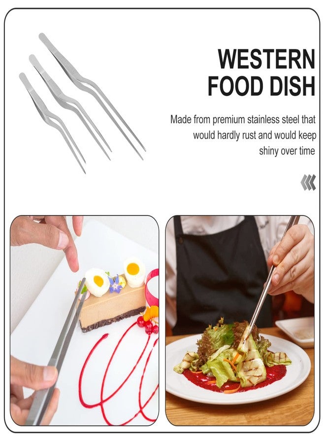 Healifty 3pcs Stainless Steel ENT Tweezers Kitchen Tweezer Bayonet Forceps Beauty Tweezer (Silver) - Image 5