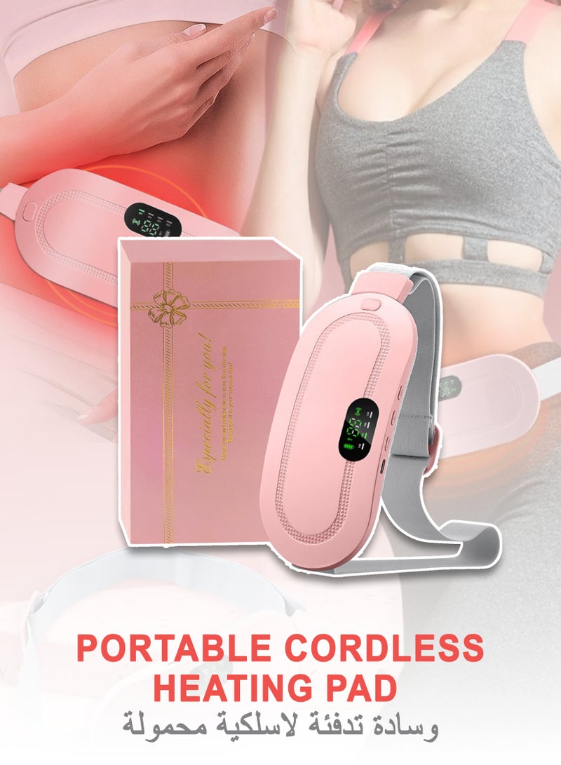 Toshonics Portable Cordless Heating Pad for Menstrual Cramps Relief, Heating Pad for Stomach,Menstrual Heating Pad with 3 Heat Levels and 4 Vibration Massage Modes Portable Electric Fast Heating Belly Wrap Belt  - Image 1