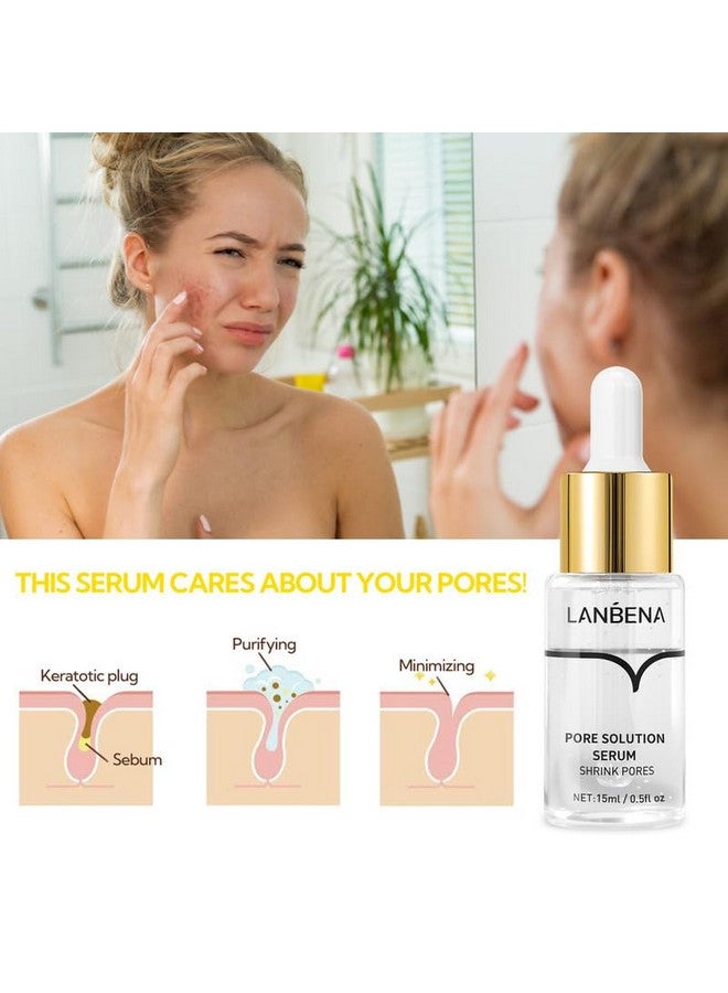 لان بينا سيروم LANBENA لتقليص المسام، مُقلل ومُقلل للمسام للوجه، يُقلل المسام، يُتحكم في الزيوت، يُشد المسام، مُرطب للمسام نباتي 100% بعد إزالة الرؤوس السوداء، 0.5 أونصة سائلة - Image 2