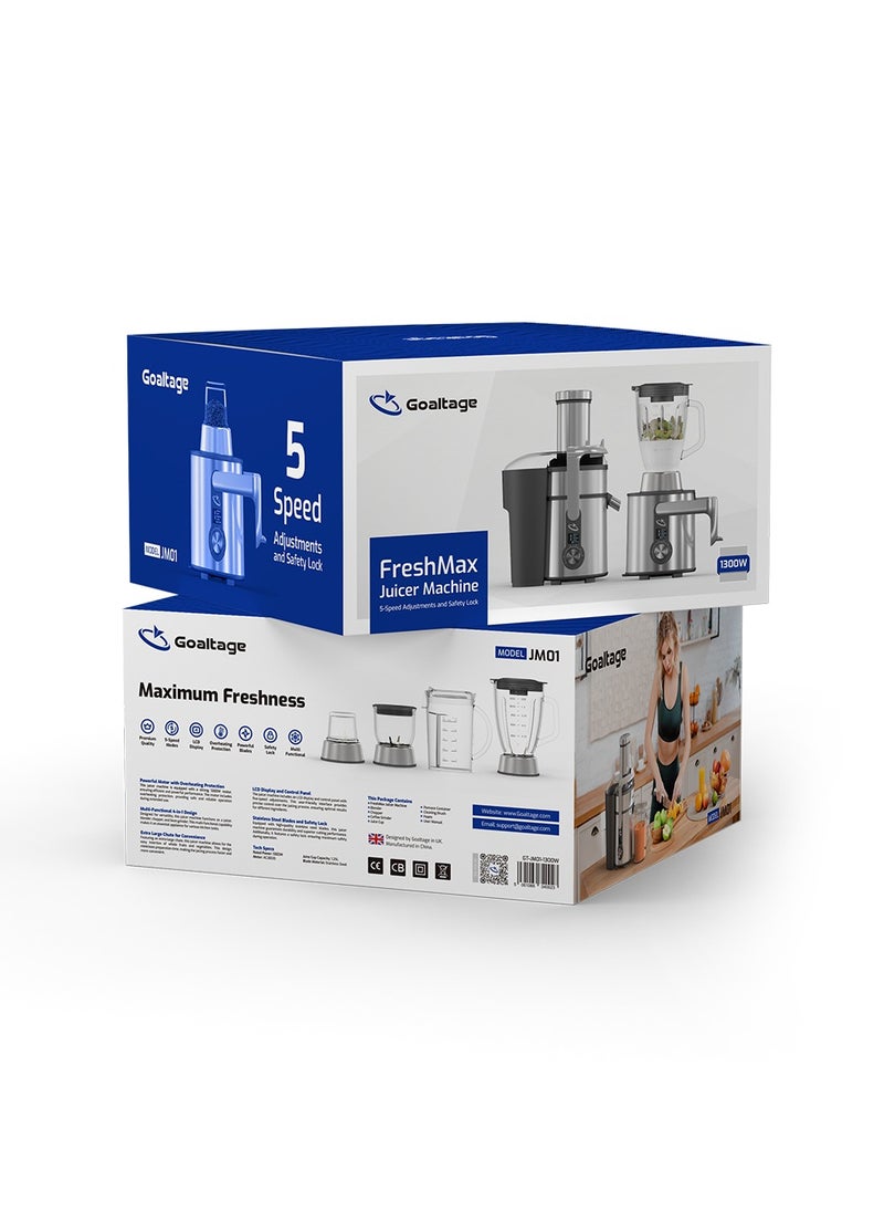 جولتيج - عصارة JM01 FreshMax تشمل شفرات قوية، 5 مستويات سرعة، شاشة LCD، قفل أمان ووظائف متعددة - Image 1