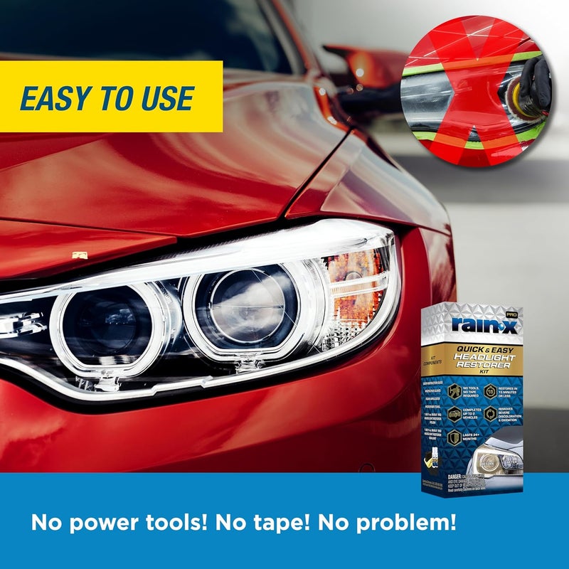 Rainx 610200 2-Step Headlight Restorer Kit, Restores Clarity of Headlights Preventing Oxidation & Discoloration, Quick & Effective in Just 15 Mins with No Tools or Tape Required - Image 4
