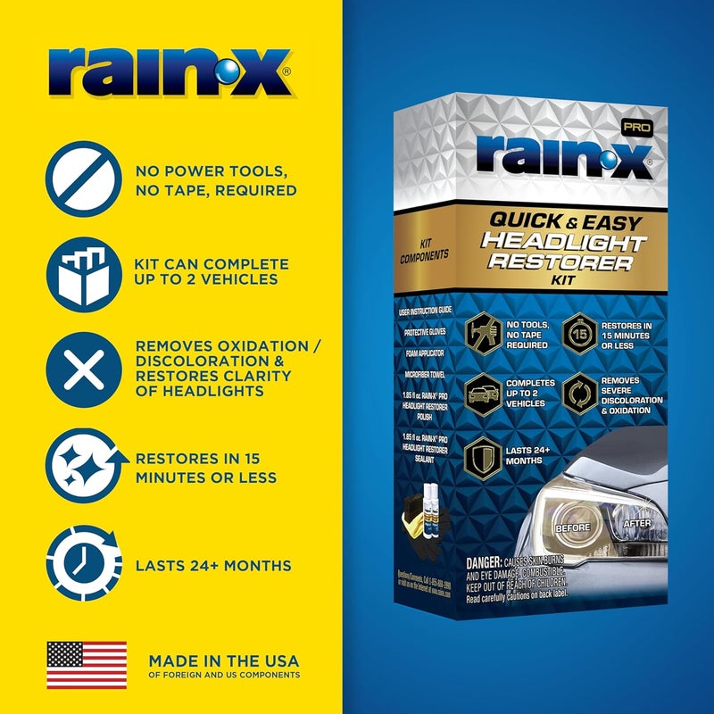 Rainx 610200 2-Step Headlight Restorer Kit, Restores Clarity of Headlights Preventing Oxidation & Discoloration, Quick & Effective in Just 15 Mins with No Tools or Tape Required - Image 3