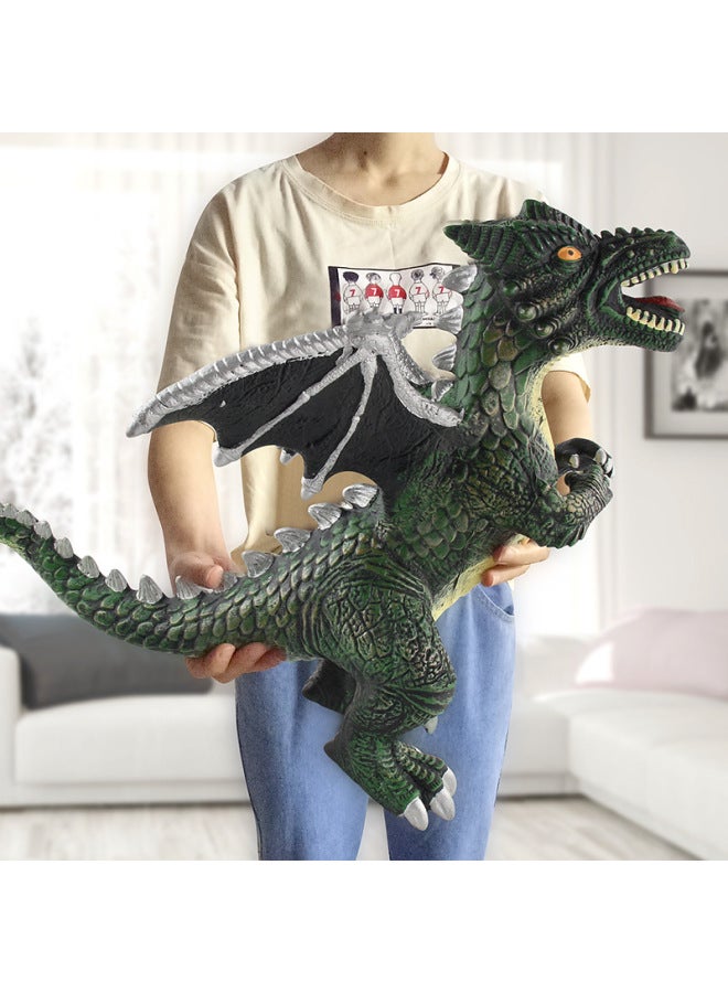 Large Sound Dinosaur Toy Soft Rubber Cotton-filled Double-headed Dinosaur Model Washable Boy Gift Toy Wholesale-Color:Little Magic Dragon Single Head Blue - Image 3
