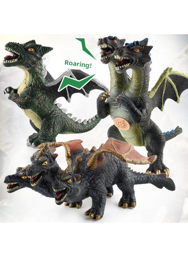 Large Sound Dinosaur Toy Soft Rubber Cotton-filled Double-headed Dinosaur Model Washable Boy Gift Toy Wholesale-Color:Little Magic Dragon Single Head Blue - Image 4