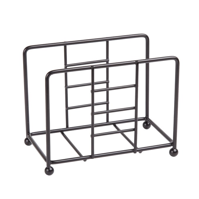BLACK POWDER COATED WIRE NAPKIN HOLDER FOR TABLE MODERN STANDING TISSUE PAPER DISPENSER AND ORGANIZER FOR KITCHEN DINING DECOR CAFS AND PARTIES