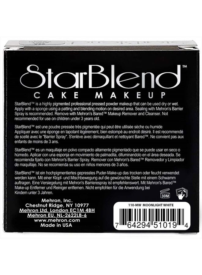 mehron مكياج ستاربليند كيك | مكياج وجه بودرة مضغوطة رطبة/جافة | أساس بودرة | طلاء وجه وجسم باللون الأبيض القمري 2 أونصة (56 جرام) - Image 3
