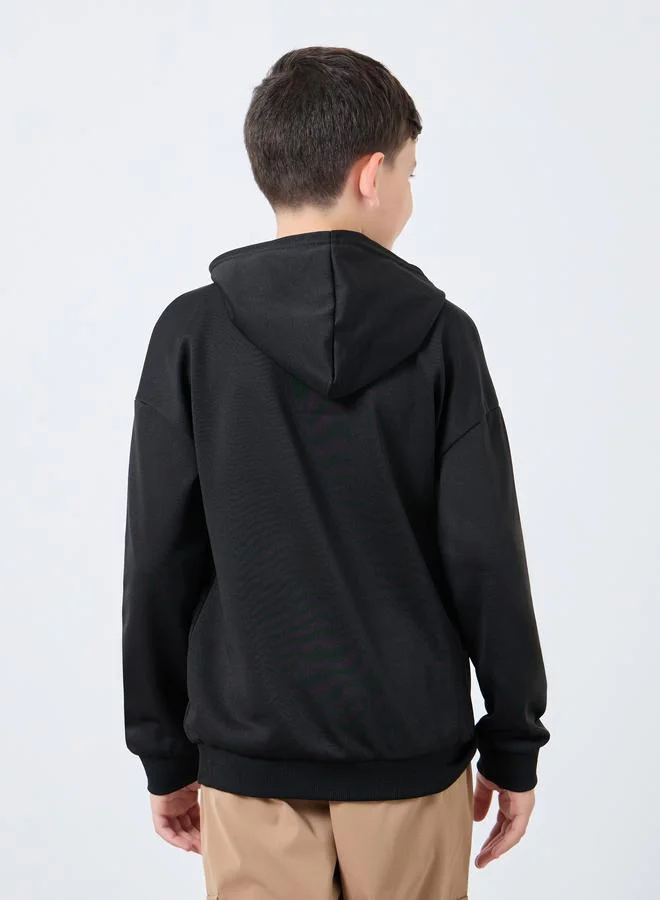 Styli Styli Teen Black Relaxed Fit Hoodie with Front Pocket