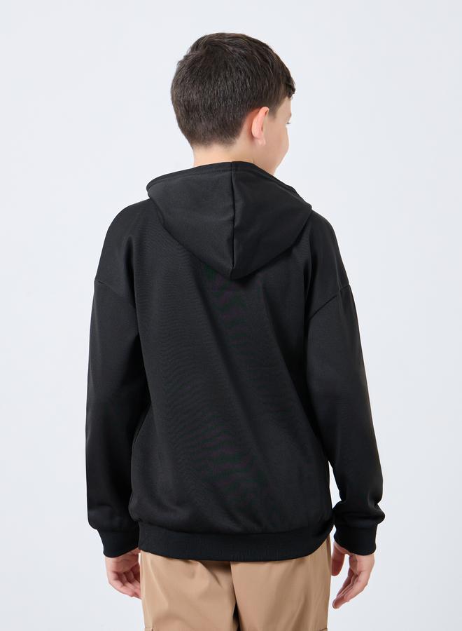Styli Teen Black Relaxed Fit Hoodie with Front Pocket - Image 4