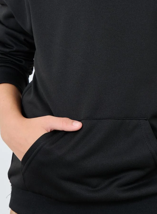Styli Styli Teen Black Relaxed Fit Hoodie with Front Pocket