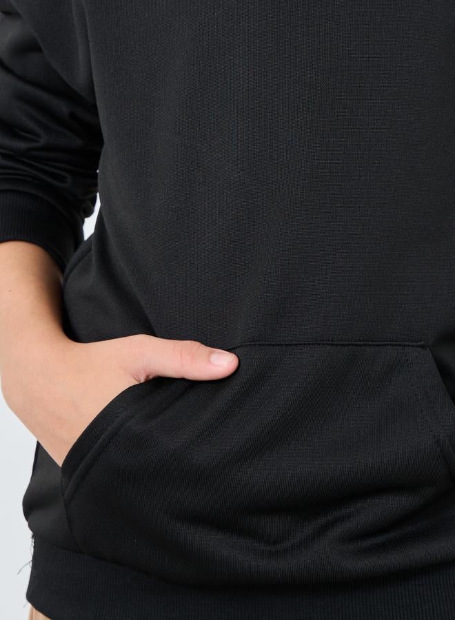 Styli Teen Black Relaxed Fit Hoodie with Front Pocket - Image 3