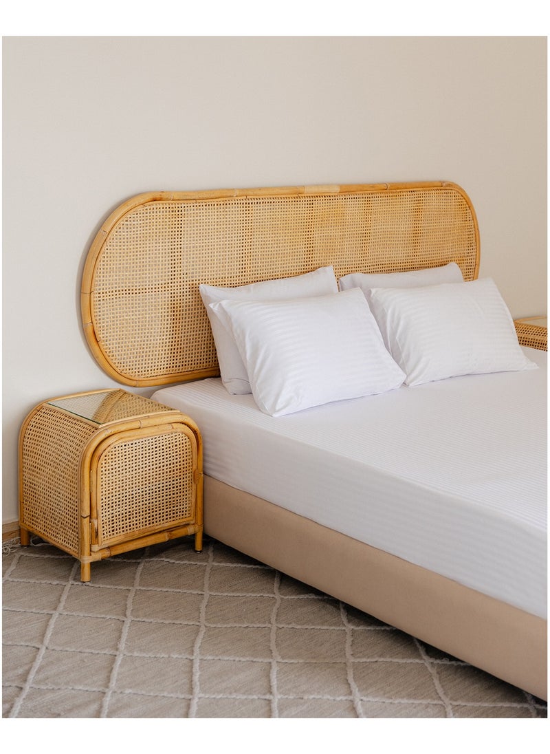 More cottons - Striped Flat Bedsheet 200 TC + 2 pillow cases - Image 1