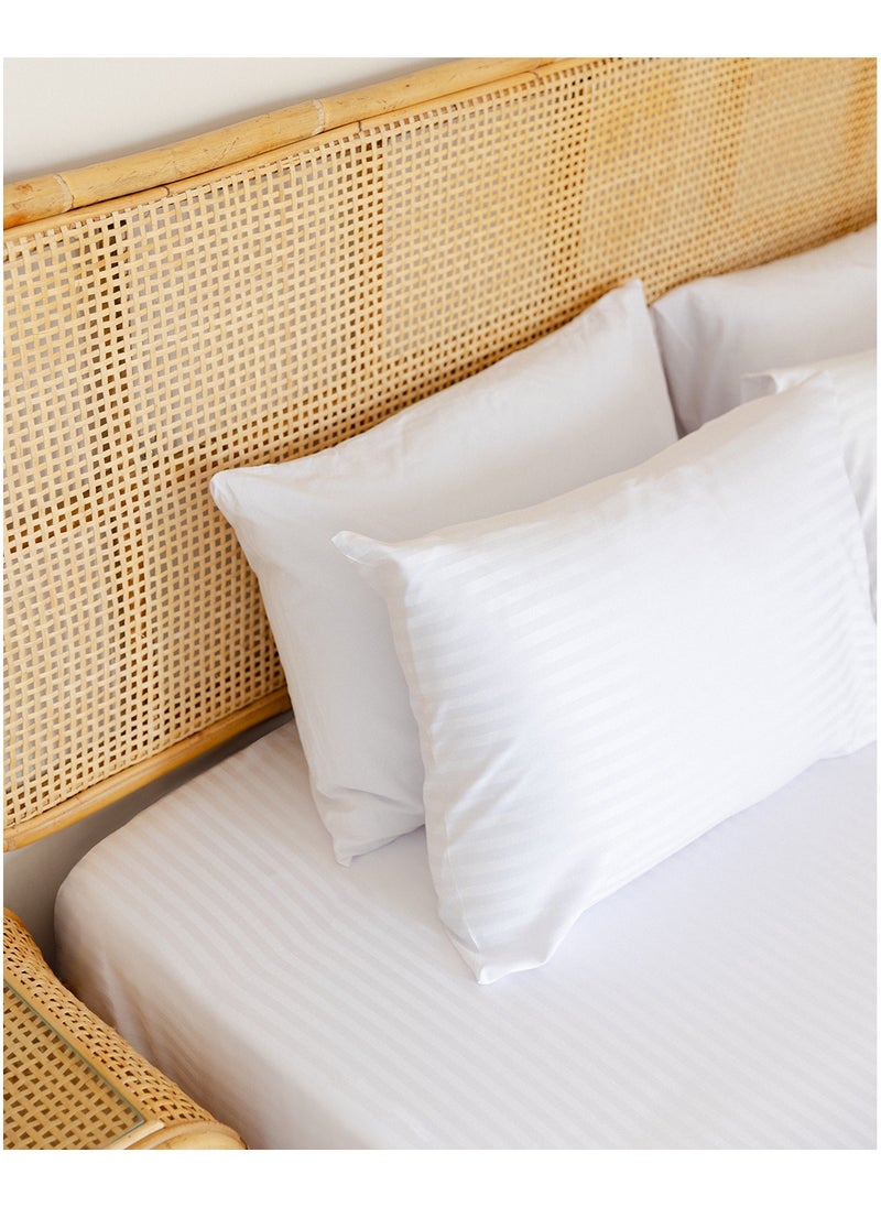 More cottons - Striped Flat Bedsheet 200 TC + 2 pillow cases - Image 1