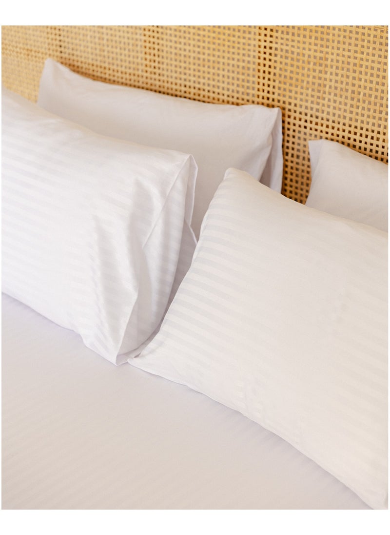 More cottons - Striped Flat Bedsheet 200 TC + 2 pillow cases - Image 1