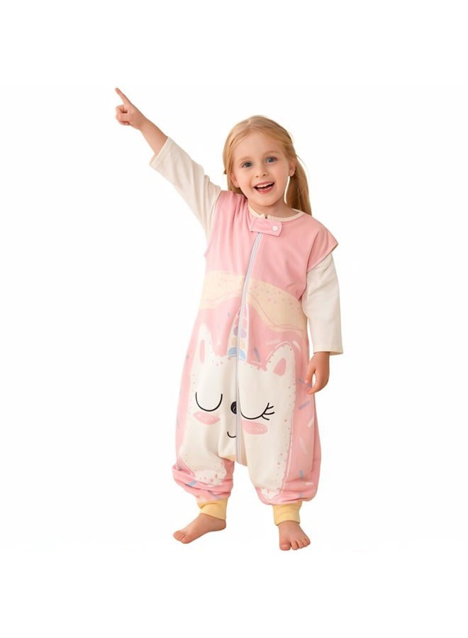 MICHLEY Toddler Sleeping Sack with Feet Newborn Infant Sleeveless Sleeping Bag 2-way Zipper Baby Wearable Blanket for Walkers,Pink Unicorn,3-5T - Image 1