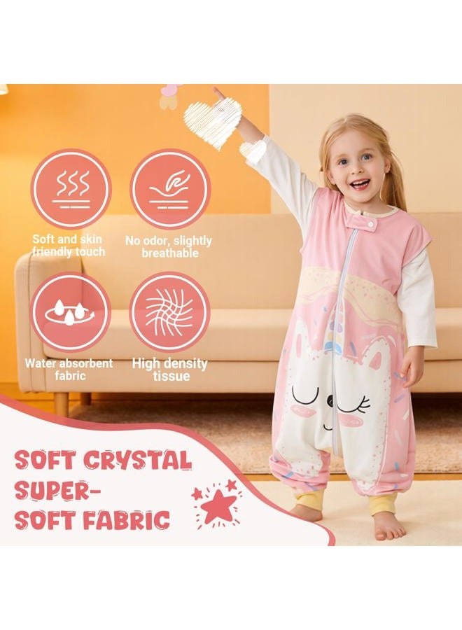 MICHLEY Toddler Sleeping Sack with Feet Newborn Infant Sleeveless Sleeping Bag 2-way Zipper Baby Wearable Blanket for Walkers,Pink Unicorn,3-5T - Image 4