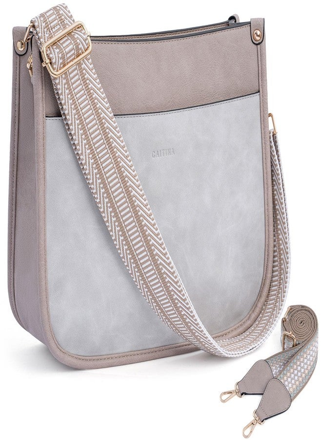 Caitina Crossbody Bag For Women Vegan Leather Hobo Handbag Designer Crossbody Purses Shouler Bag For Women with 2PCS Adjustable Guitar Strap(Cloud gray), A0-zs Cloud Gray - Image 2
