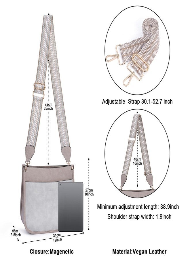 Caitina Crossbody Bag For Women Vegan Leather Hobo Handbag Designer Crossbody Purses Shouler Bag For Women with 2PCS Adjustable Guitar Strap(Cloud gray), A0-zs Cloud Gray - Image 3