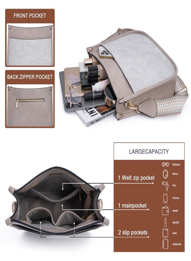 Caitina Crossbody Bag For Women Vegan Leather Hobo Handbag Designer Crossbody Purses Shouler Bag For Women with 2PCS Adjustable Guitar Strap(Cloud gray), A0-zs Cloud Gray - Image 4