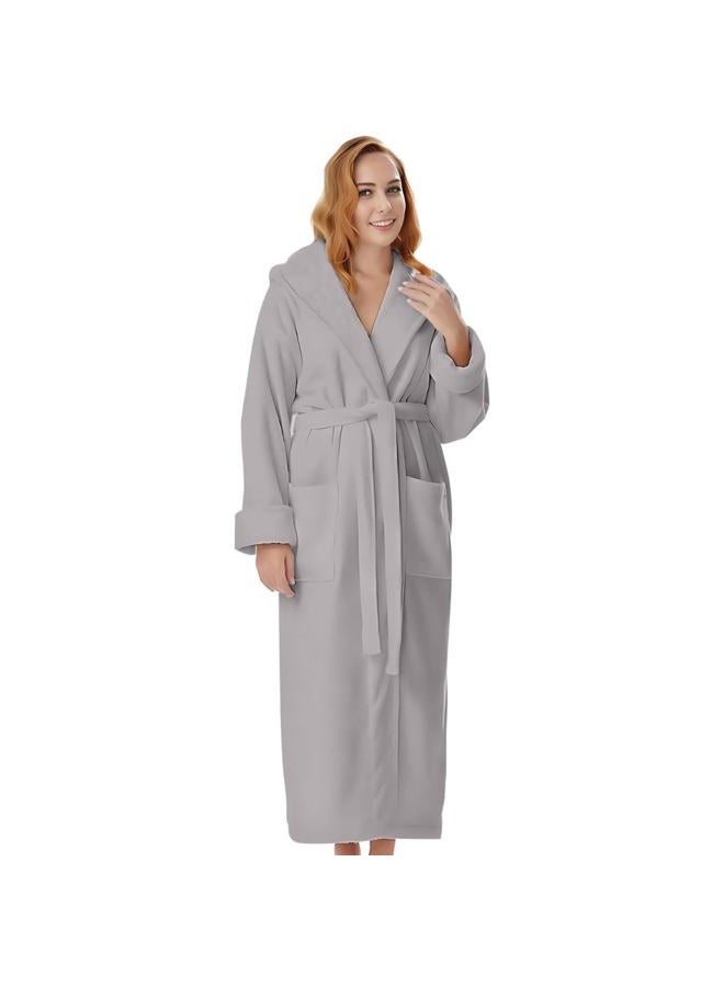 KAHAF COLLECTION Cotton Terry Robes for Women and Men, Terry Shawl Collar Bathrobe, ONE SIZE - UNISEX Men & Women Spa Robe, Light Grey, One size - Image 1