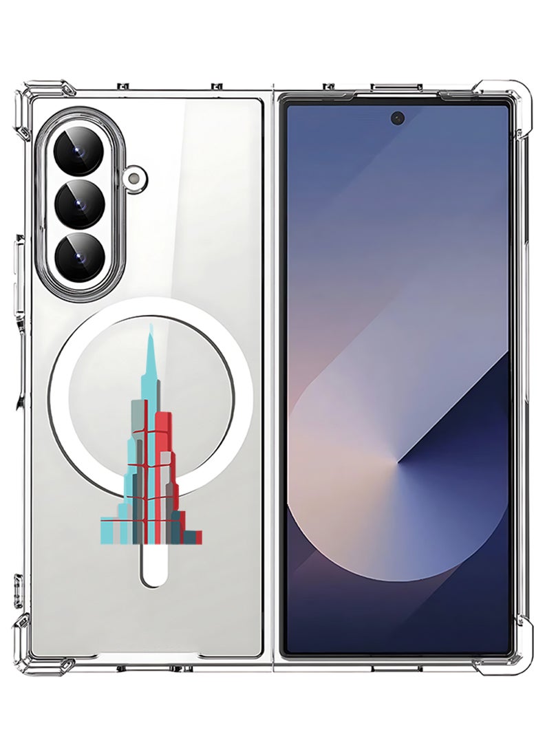 Theodor Magnetic Case for Samsung Galaxy Z Fold 7 Compatible with MagSafe Wireless Charging, Shockproof Phone Bumper Cover Burj Khalifa - Image 1