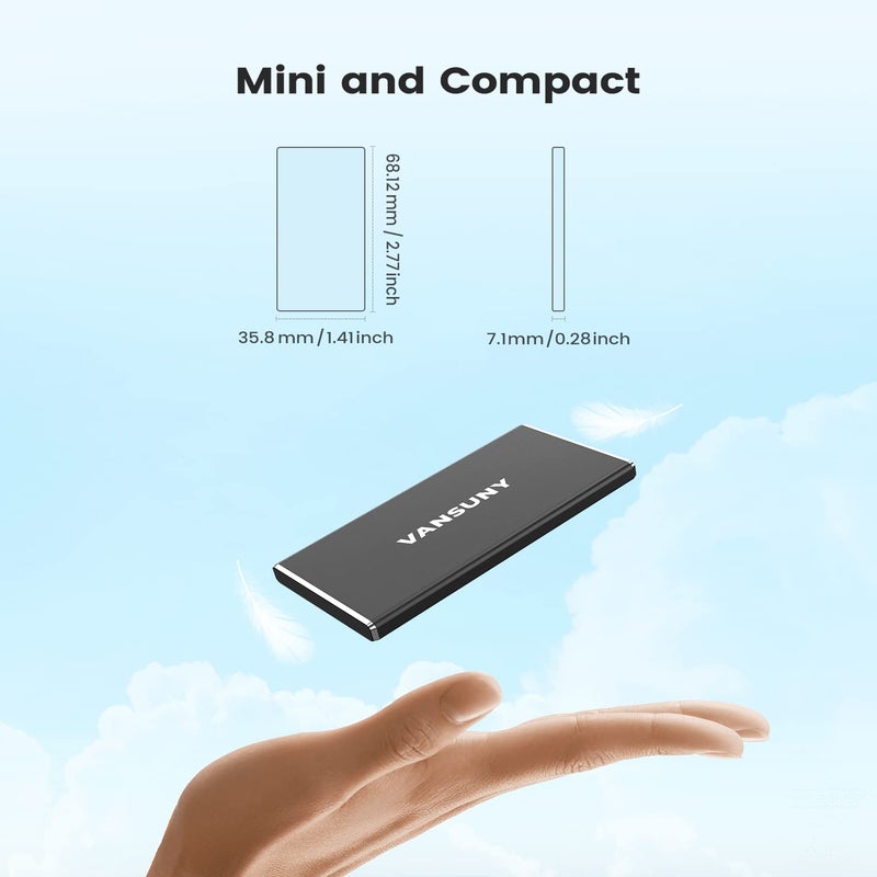 Vansuny 500GB Portable External SSD, USB 3.1 Gen2 450MB/s High-Speed Data Transfer, Metal USB C Mini Portable External Solid State Drive for PC, Laptop, Phones and More - Image 3