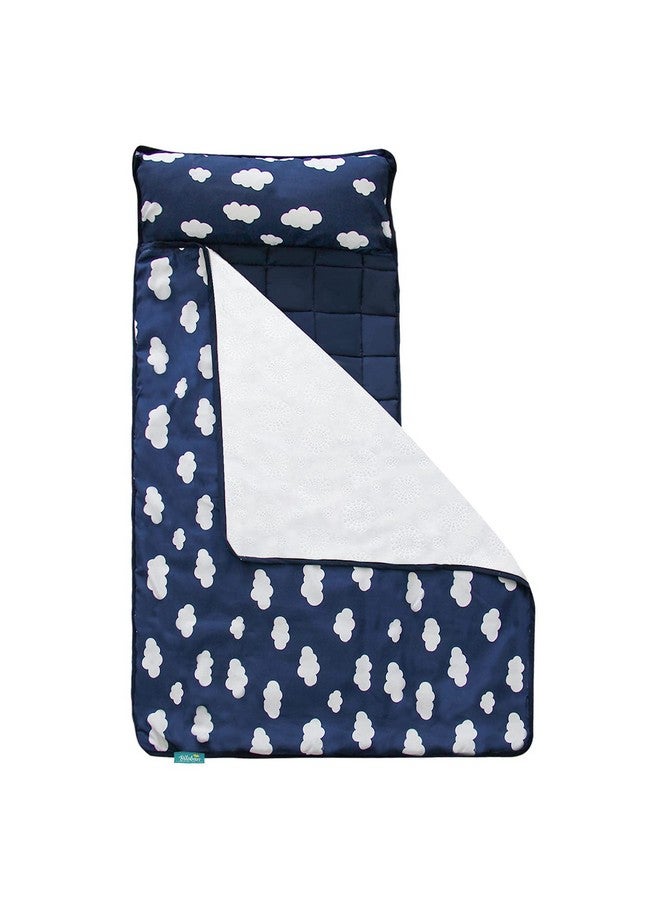 Biloban Toddler Nap Mat with Pillow and Blanket, Cot Nap Mats for Daycare Preschool Kindergarten, Lightweight Portable Travel Sleeping Bag for Kids, Super Soft & Cozy, Navy Cloud, 50" x 21" - Image 2