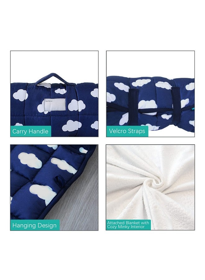 Biloban Toddler Nap Mat with Pillow and Blanket, Cot Nap Mats for Daycare Preschool Kindergarten, Lightweight Portable Travel Sleeping Bag for Kids, Super Soft & Cozy, Navy Cloud, 50" x 21" - Image 1