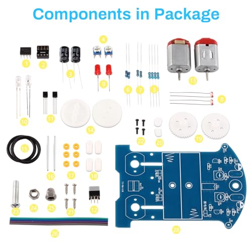 MiOYOOW 2 Pack Line Following Robot Car Kit Beginners Smart Car Soldering Practice Kit STEM Educational Electronics Soldering Projects for School and Home Learning - Image 5
